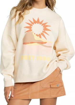 Roxy Lineup Oversized Crew Sweatshirt In Parchment