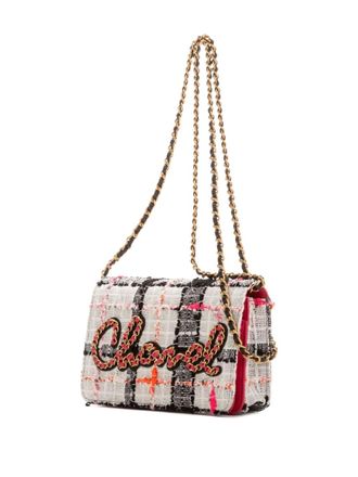 Chanel Tweed schoudertas met kettingband - Wit