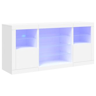 Berkfield Home Sideboard with LED Lights White 142.5x37x67 cm