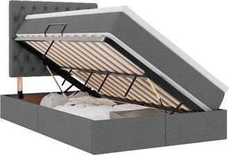 vidaXL Bed with Mattress with Storage Dark Grey 120 x 190 cm Polyester vidaXL