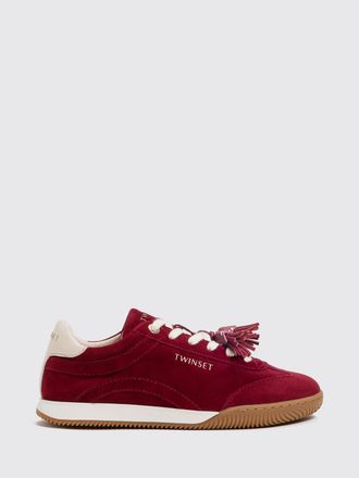 Twinset Sneakers low top in pelle scamosciata con nappe e logo