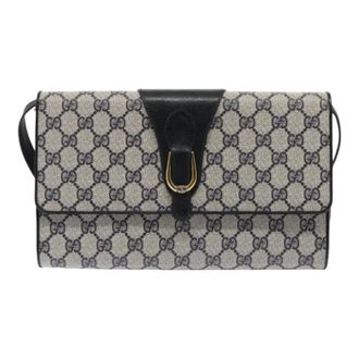 Gucci Pre-owned Cross Body Bags, female, Blue, Size: ONE SIZE Pre-owned Vintage GG Canvas Shoulder Bag