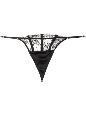 Fleur du Mal Frankie lace thong - Black