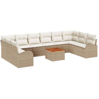 vidaXL Conjunto De Sof&aacute; De Jard&iacute;n 11 Pcs Beige, Blanco Vidaxl