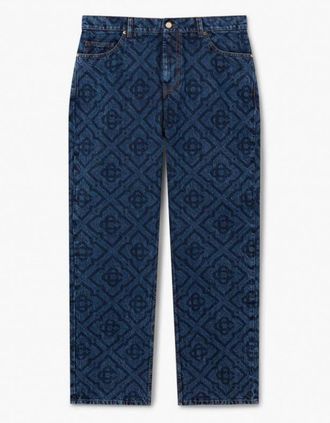 Casablanca Mens CASABLANCA LASER MONOGRAM DENIM JEANS DARK BLUE - Navy - Size: 32/32