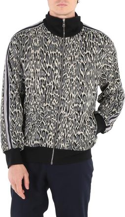 Roberto Cavalli Mens Animalier Jacquard Weave Zip Sweater, Brand Size 54 ( US Size 44 )