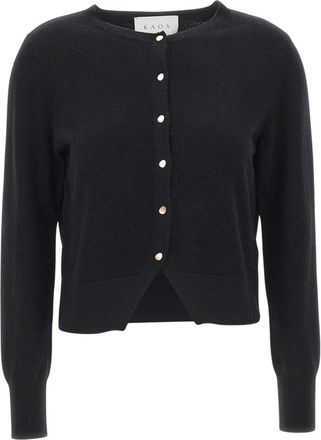 Kaos Wol Cardigan - Dames - Vesten - Zwart - M - Wol - Truien & Vesten