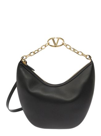 Valentino Garavani Black VLogo Detail Shoulder Bag