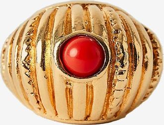 Paola Sighinolfi Geriffelter goldener Ring mit Koralle Reef