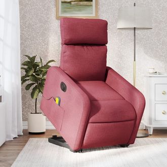 vidaXL Vidaxl - Sill&oacute;n De Masaje Elevable El&eacute;ctrico Tela Rojo Tinto