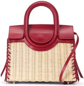Staud Mini Maude Wicker Top Handle Bag in Natural/rouge at Nordstrom