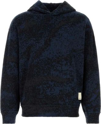 Emporio Armani Hoodies, male, Blue, M, Embroidered Cotton Blend Sweatshirt