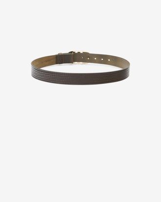 Isabel Marant Ceinture Mirko En Cuir - Femme - Fonc&eacute; Kaki - Taille 75 - Isabel Marant
