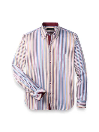 Paul Fredrick Slim Fit Cotton Stripe Point Collar Casual Shirt