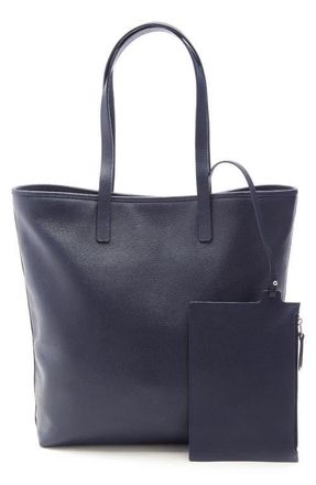 Royce Leather Personalized Tall Tote & Wristlet in Navy Blue - Silver Foil at Nordstrom