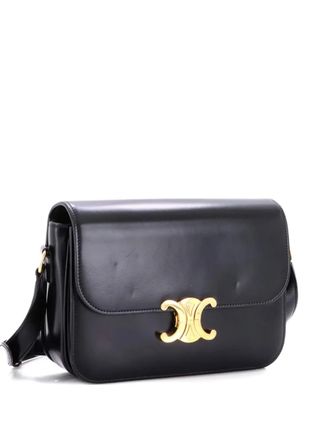 Celine Triomphe Shoulder Bag Smooth Calfskin Medium crossbody bag - Black