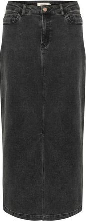 Cream Zwarte Gewassen Denim Rok met Split - Dames - Spijkerrokken - Zwart - XS - Denim - Rokken