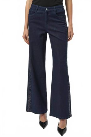 Joseph Ribkoff Rhinestone Flared Jeans In Dark Blue Denim