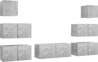 vidaXL Vidaxl - Set Muebles De Sal&oacute;n Tv 7 Pzas Madera Ingenier&iacute;a Gris Hormig&oacute;n