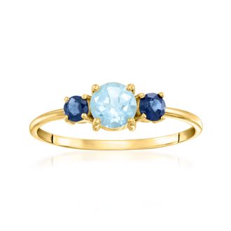 Canaria Canaria Sky Blue Topaz Ring With. Sapphires in 10kt Yellow Gold