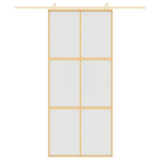 Berkfield Home Sliding Door Gold 90x205 cm Frosted ESG Glass & Aluminium