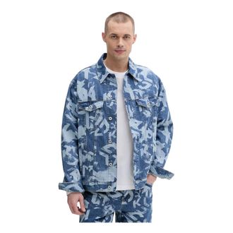 Karl Lagerfeld Relaxed Monogram Denim Jacket - Heren - Spijkerjassen - Blauw - M - Denim - Jassen