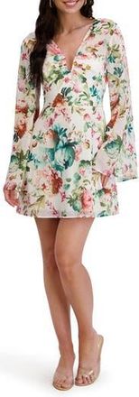 Siena My Balconia Long Sleeve U-Neck Dress in White Multi at Nordstrom Rack, Size 12
