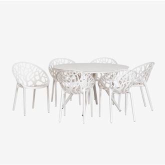 Sklum Sklum - Set tavolo rotondo in alluminio Valerie (&Oslash;125 cm) e 6 sedie da giardino Ores