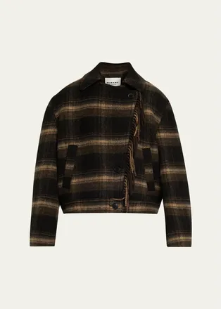 Isabel Marant Galeane Plaid Wool Crop Jacket