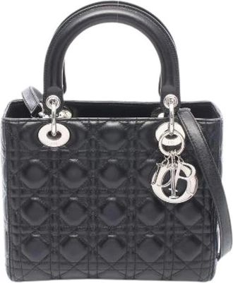Dior Pre-owned Lady Dior Leather 2way Handbag - Dames - Vintage Handtas - Zwart - ONE Size - Leer - Vintage