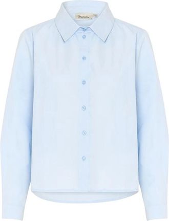 MY ESSENTIAL WARDROBE Cashmere Blue Shirt met Kraag - Dames - Overhemden - Blauw - M - Overhemden