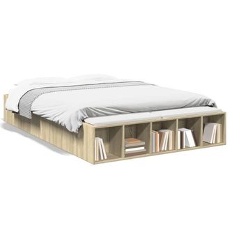 Berkfield Home Bed Frame without Mattress Sonoma Oak 120x200 cm in Light Tan | Size: Small Double