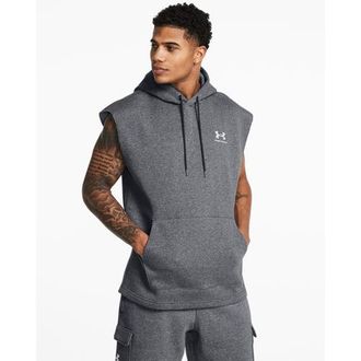 Under Armour Mens Icon Fleece Sleeveless Hoodie - Pitch Grey/White Size L