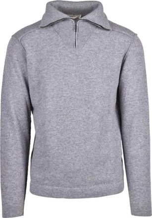 Wool & Co Polo van gebreide stof met rits - Heren - Coltruien - Grijs - XL - Wol - Truien & Vesten
