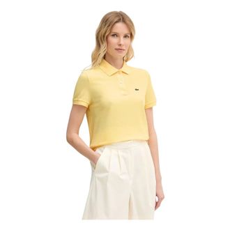 Lacoste Tops, Dames, Geel, M, Katoen, Regular Fit Soepel Petit Piqu&eacute; Poloshirt