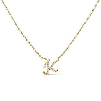 House of Brilliance 10K Gold Diamond Accent A-Z Initial Script Style Pendant Necklace in Yellow | K at Nordstrom