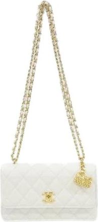 Chanel Pre-owned Caviar Skin Chain Clutch - Dames - Vintage Schoudertas - Wit - ONE Size - Leer - Vintage