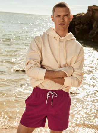 Le 31 Mens Tropical foliage jacquard hoodie Comfort fit