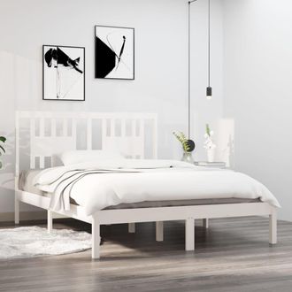 vidaXL Vidaxl - Estructura De Cama De Madera Maciza De Pino Blanco 140x190 Cm