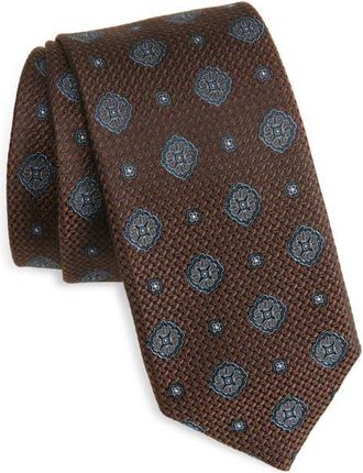 Nordstrom Luirisa Medallion Silk Tie in Chocolate at Nordstrom