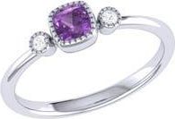 LuvMyJewelry Cushion Cut Amethyst & Diamond Ring in 14K White Gold at Nordstrom Rack, Size 7.5