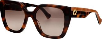 Gucci Gg 1300S Zonnebril - Dames - Zonnebrillen - Bruin - 55 MM - Nylon - Accessoires