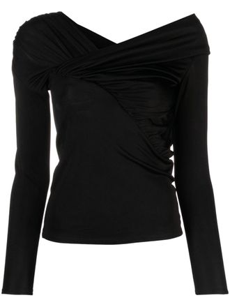 V:PM ATELIER ruched-detail asymmetric-neck top - Black