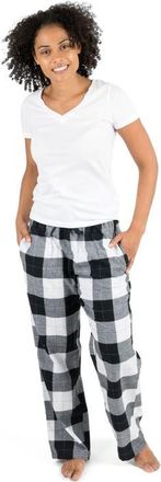 Leveret Womens Cotton Flannel Holiday Pajama Pants in Plaid Black & White at Nordstrom, Size 4X-Large