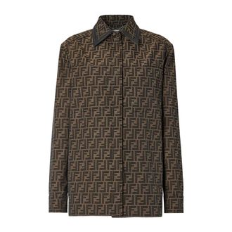 Fendi Shirts, female, Brown, XS, FF Canvas Jacket