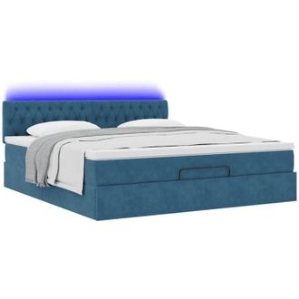 vidaXL Estructura De Cama Otomana Colch&oacute;n Azul Oscuro 180x200 Cm Vidaxl