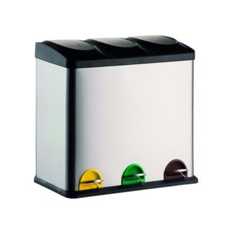 MSV Msv - Papelera Con Pedal De Clasificaci&oacute;n Selectiva De Acero Inoxidable 3x20l