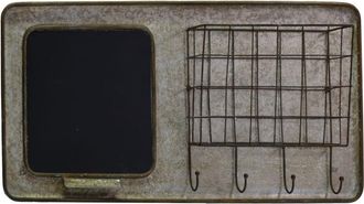 Vacchetti Vacchetti - Pizarra Rectangular De Metal Con Estante Y Colgador De 4 Plazas Cm78x12h38,5