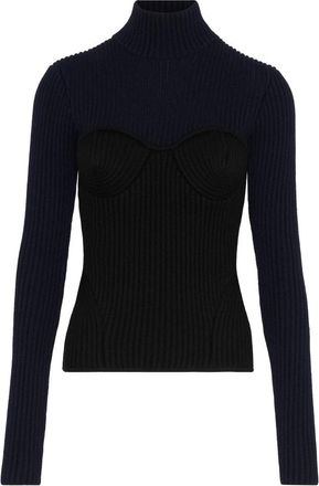 Jean Paul Gaultier Geribde Merinowol coltrui sweater - Dames - Coltruien - Veelkleurig - S - Wol - Truien & Vesten