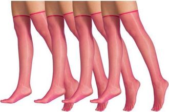 Lechery 4 Pairs of Glossy Sheer Knee-Highs in Pink at Nordstrom